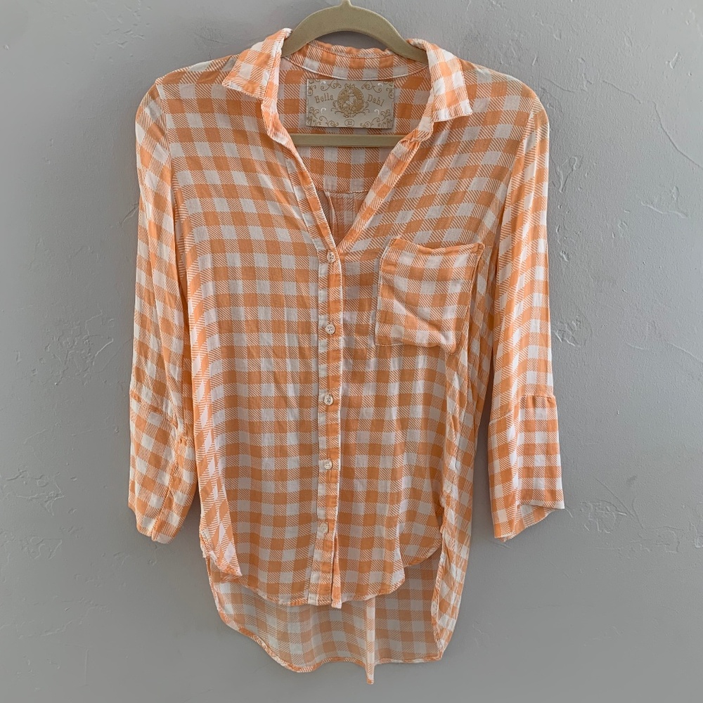 Bella Dahl Plaid Button Down Tunic Top XS